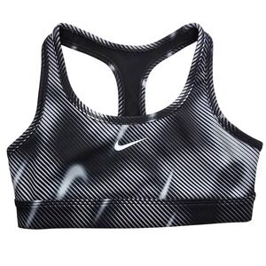 Nike Kids Dri-FIT Training Sports Bra Black White Striped HV4508-010 Size S